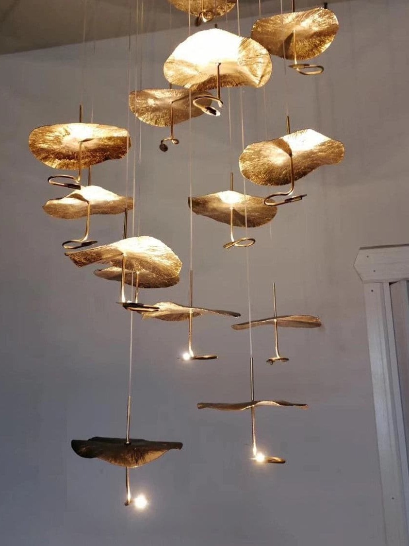 葉っぱシャンデリア リーフデザイン クリスタル シャンデリア モダンガラス 5灯 Leaves