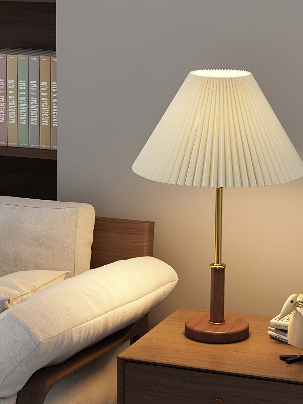 プリーツ木製テーブルランプ