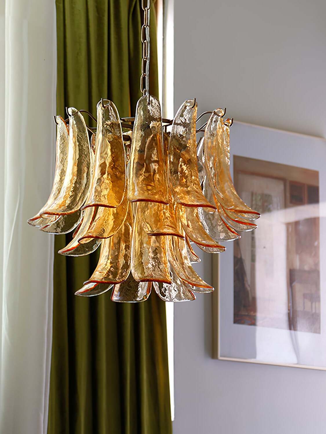 フランス アンティーク 蜂蜜が垂れたようなムラーノガラスの可愛いミニシャンデリア フランス アンティーク 蜂蜜が垂れたようなムラーノガラスの可愛いミニ