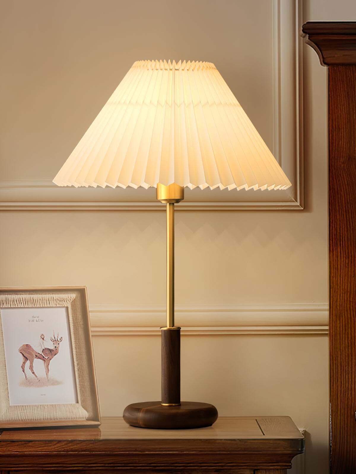 プリーツ木製テーブルランプ