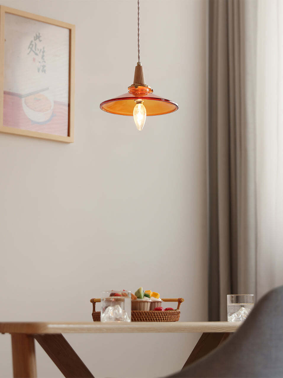 オレンジガラスペンダントランプ
