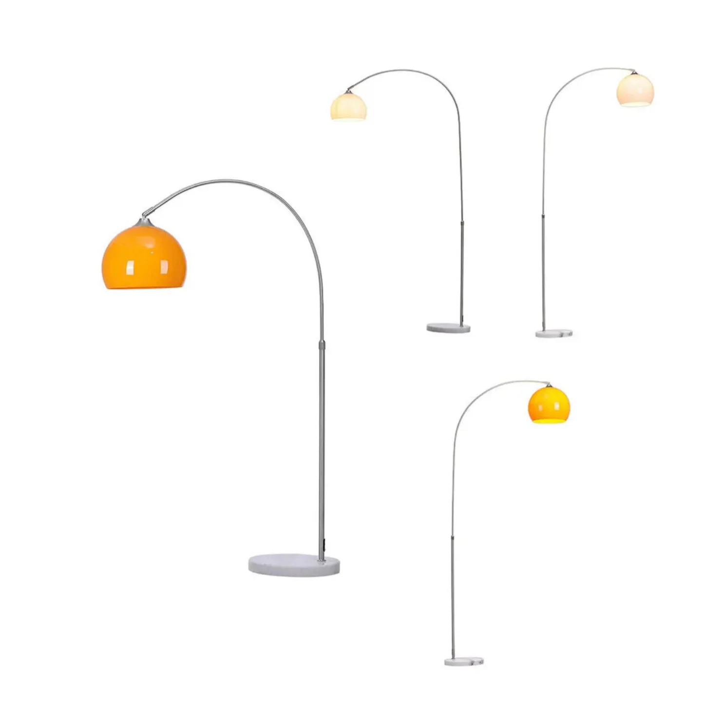 MODERN CHROME ARC FLOOR LAMP WITH GLASS LAMPSHADE | DESIGN OPO8950